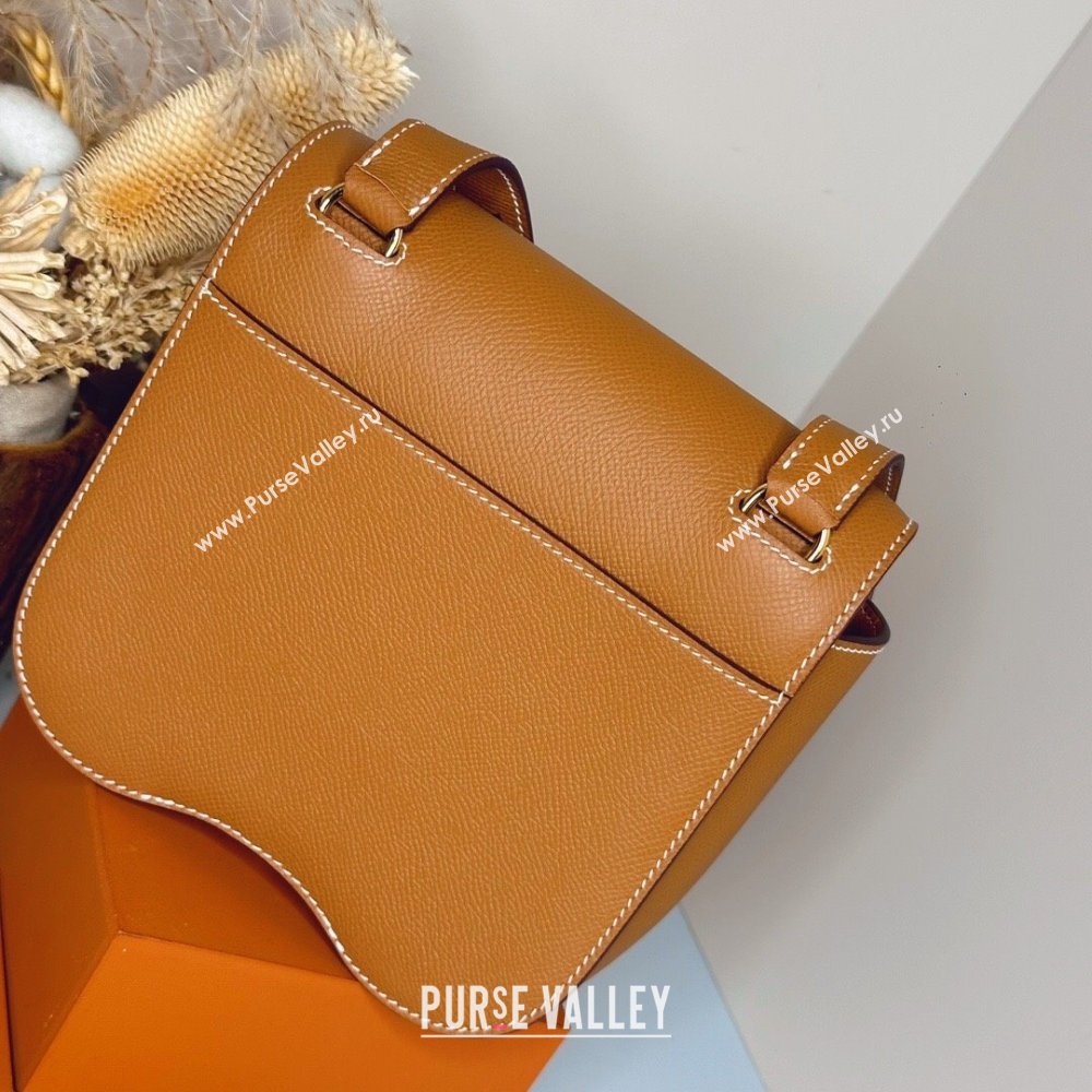 Hermes Della Cavalleria Mini Bag in Epsom Leather Brown/Gold 2024(Handmade) (XYA-24073009)