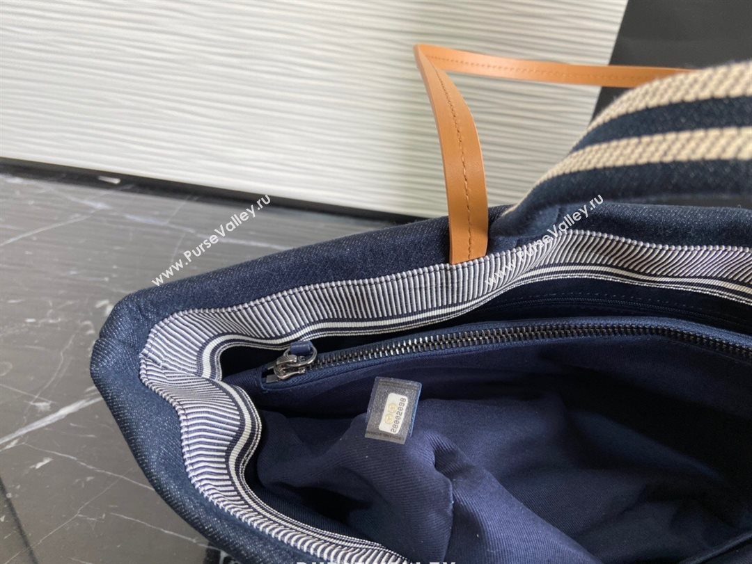 Chanel Striped Denim Small Shopping Bag Blue 2021 (JY-21031726)