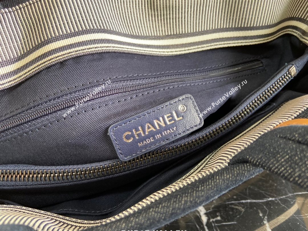 Chanel Striped Denim Small Shopping Bag Blue 2021 (JY-21031726)