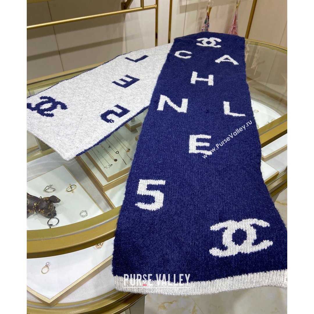 Chanel Cashmere and Wool Long Scarf LS13 Blue 2021 (A-210903079)