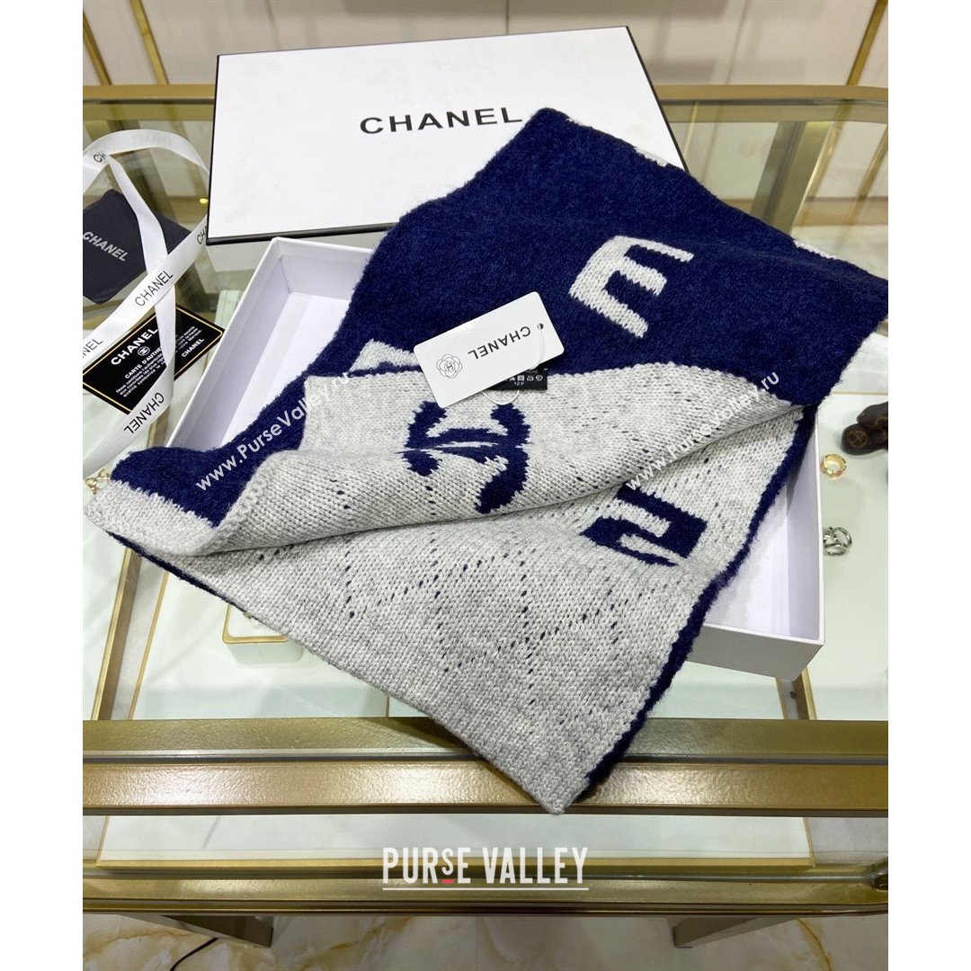 Chanel Cashmere and Wool Long Scarf LS13 Blue 2021 (A-210903079)