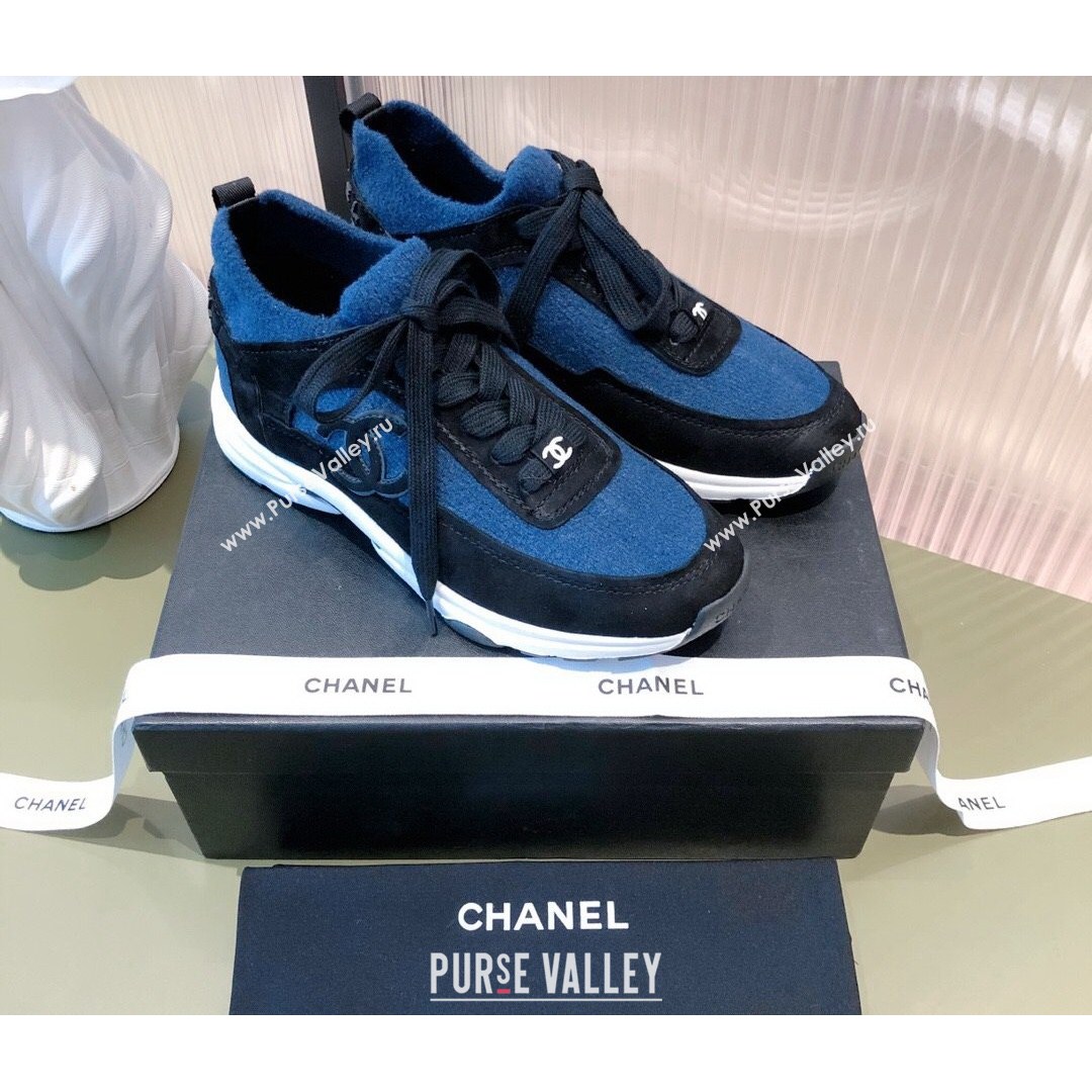 Chanel Fabric & Suede Sneakers G38033 Blue 2021 (KL-21081627)