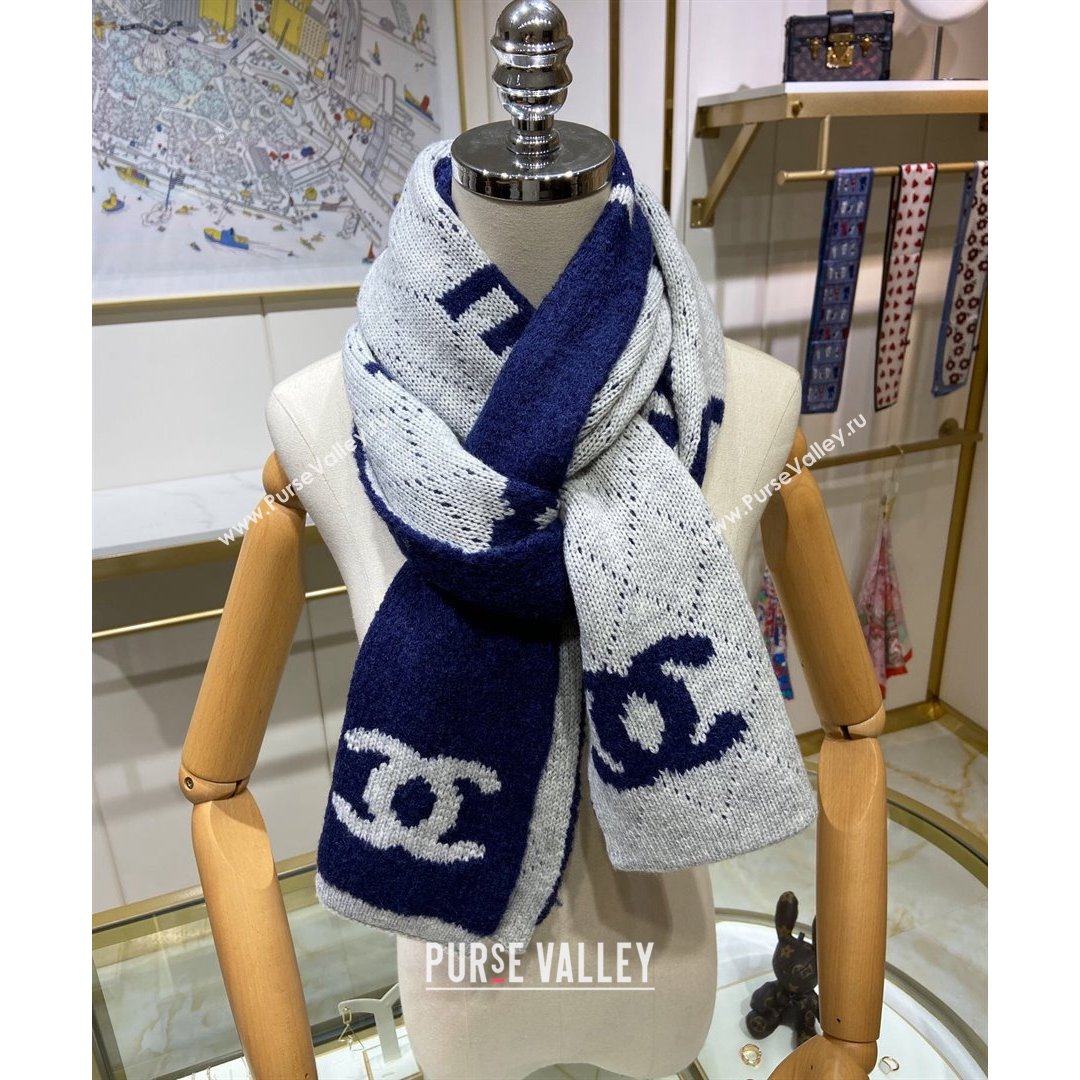 Chanel Cashmere and Wool Long Scarf LS13 Blue 2021 (A-210903079)