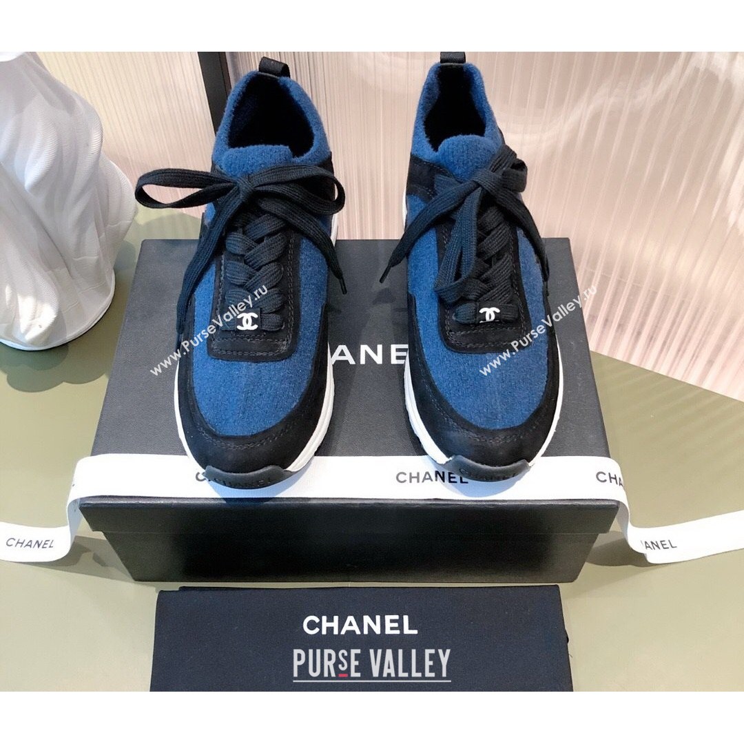 Chanel Fabric & Suede Sneakers G38033 Blue 2021 (KL-21081627)