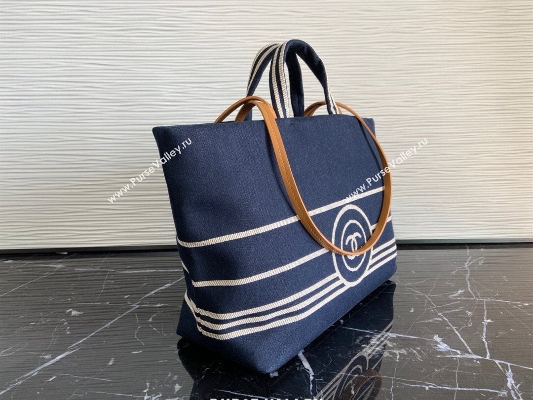 Chanel Striped Denim Large Shopping Bag Blue 2021 (JY-21031727)