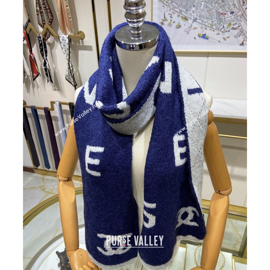 Chanel Cashmere and Wool Long Scarf LS13 Blue 2021 (A-210903079)