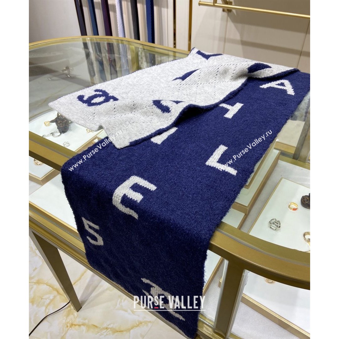 Chanel Cashmere and Wool Long Scarf LS13 Blue 2021 (A-210903079)