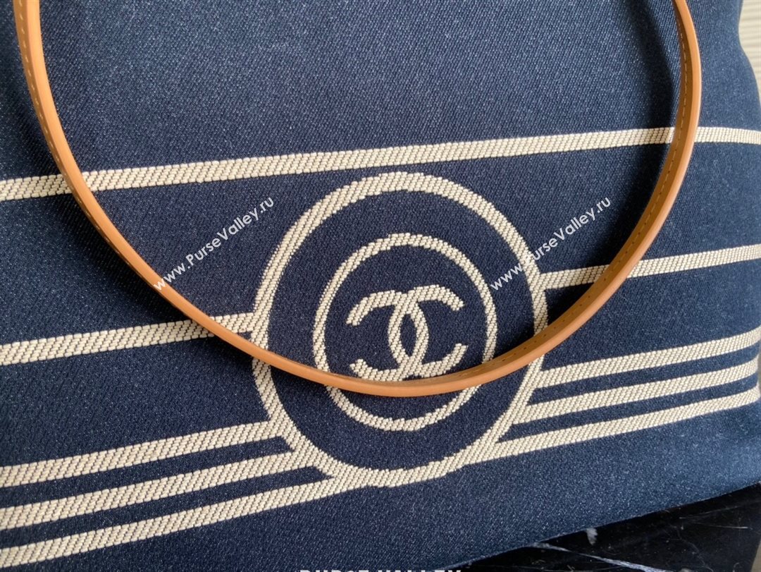 Chanel Striped Denim Large Shopping Bag Blue 2021 (JY-21031727)