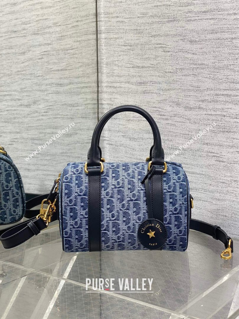 Dior Groove 20 Boston Bag in Blue Oblique Denim 2024 (XXG-24110801)