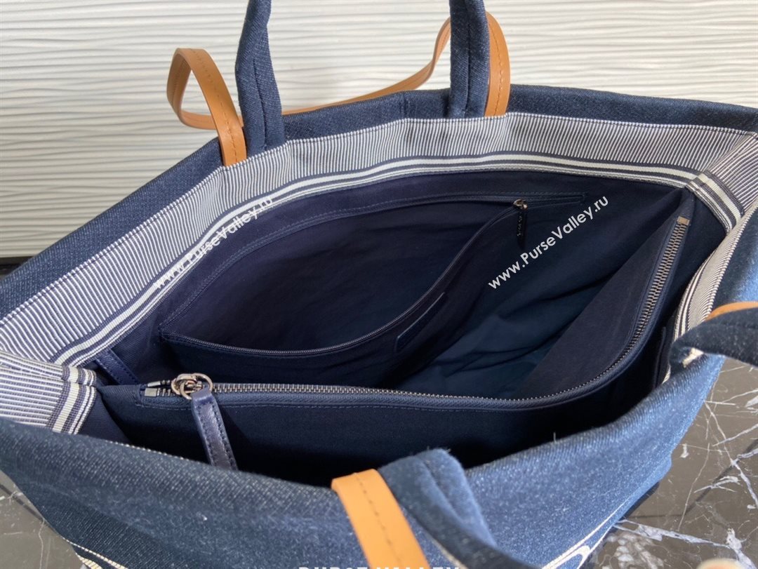 Chanel Striped Denim Large Shopping Bag Blue 2021 (JY-21031727)