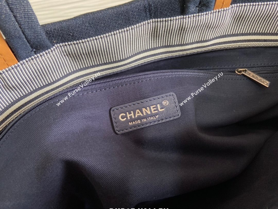 Chanel Striped Denim Large Shopping Bag Blue 2021 (JY-21031727)