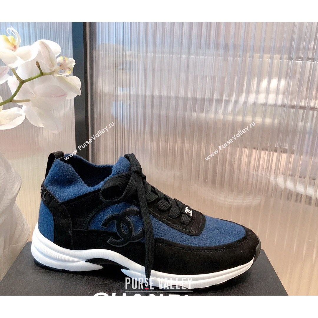 Chanel Fabric & Suede Sneakers G38033 Blue 2021 (KL-21081627)