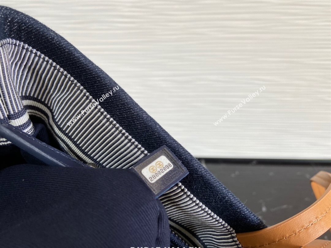 Chanel Striped Denim Large Shopping Bag Blue 2021 (JY-21031727)