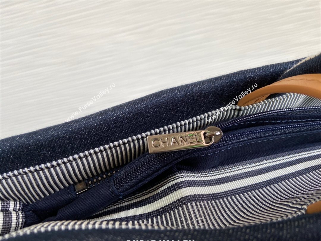 Chanel Striped Denim Large Shopping Bag Blue 2021 (JY-21031727)