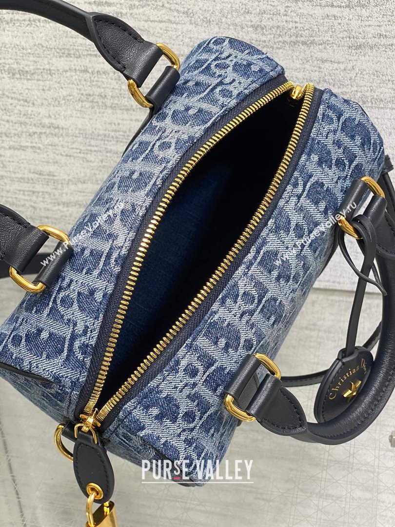 Dior Groove 20 Boston Bag in Blue Oblique Denim 2024 (XXG-24110801)