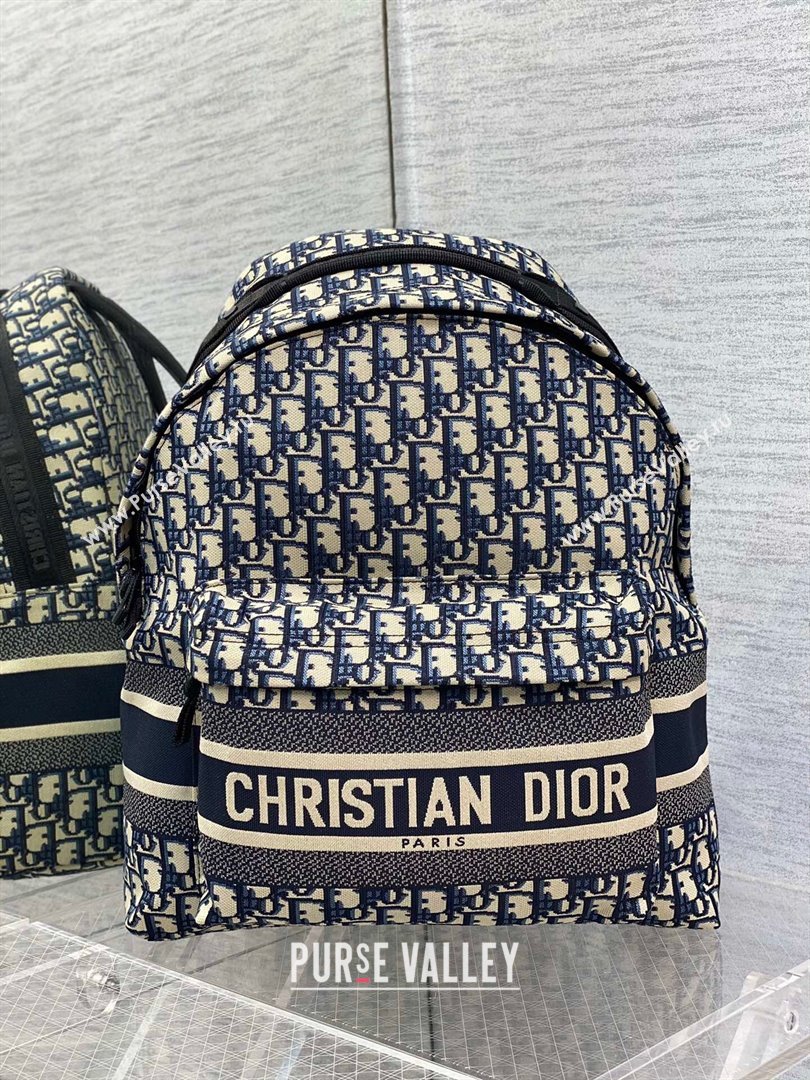 Dior DiorTravel Backpack in Blue Dior Oblique Jacquard 9037 2024 (XXG-24110802)