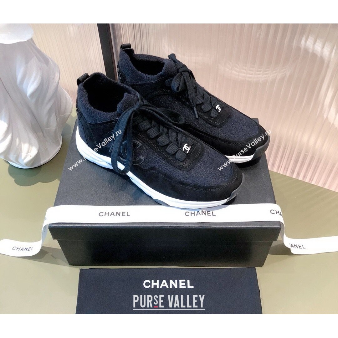 Chanel Fabric & Suede Sneakers G38033 Black 2021 (KL-21081628)