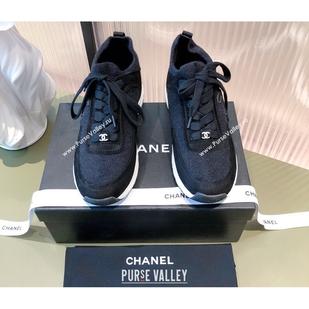 Chanel Fabric & Suede Sneakers G38033 Black 2021 (KL-21081628)