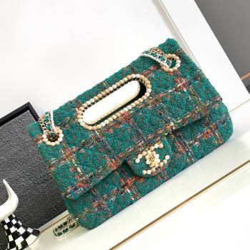 Chanel Tweed Westminsten Large Flap Bag Green 2023 (YEZI-23111625)