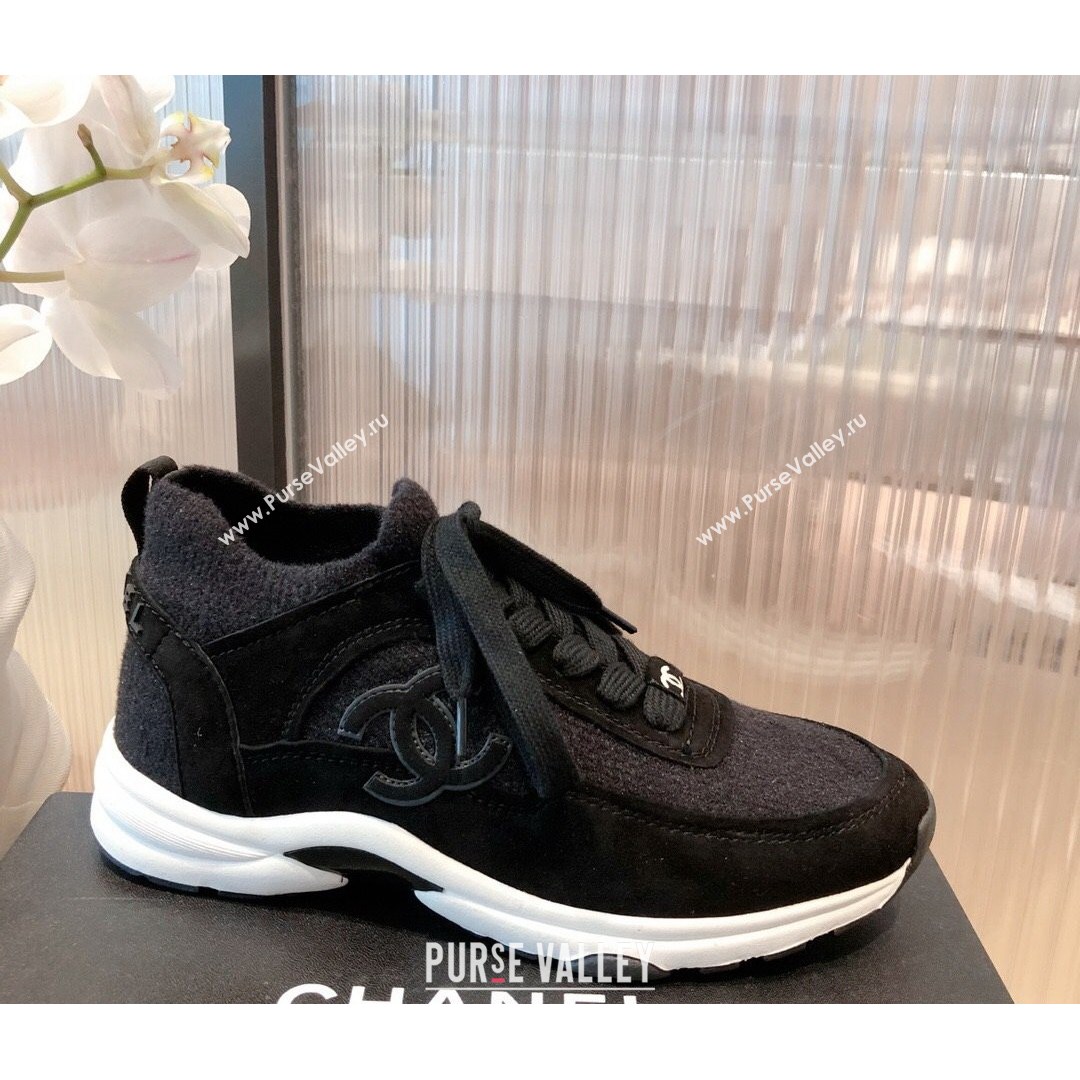 Chanel Fabric & Suede Sneakers G38033 Black 2021 (KL-21081628)