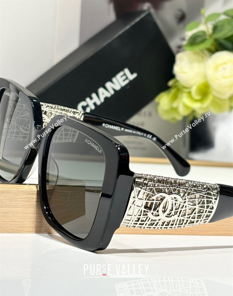 Chanel Sunglasses with Silver-Tone Mesh CH5532 Black 2024 (A-241025069)