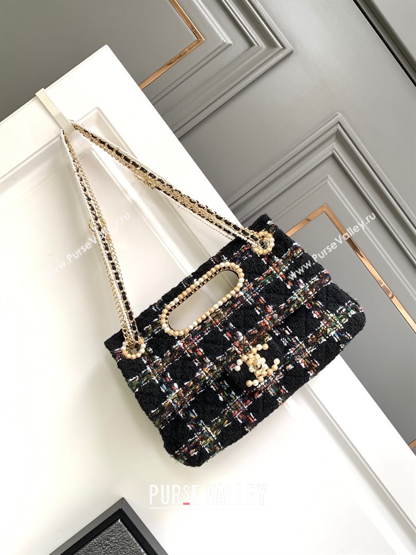 Chanel Tweed Westminsten Large Flap Bag Black 2023 (YEZI-23111624)