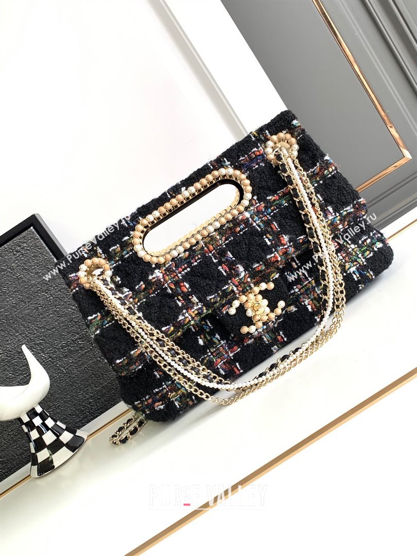 Chanel Tweed Westminsten Large Flap Bag Black 2023 (YEZI-23111624)