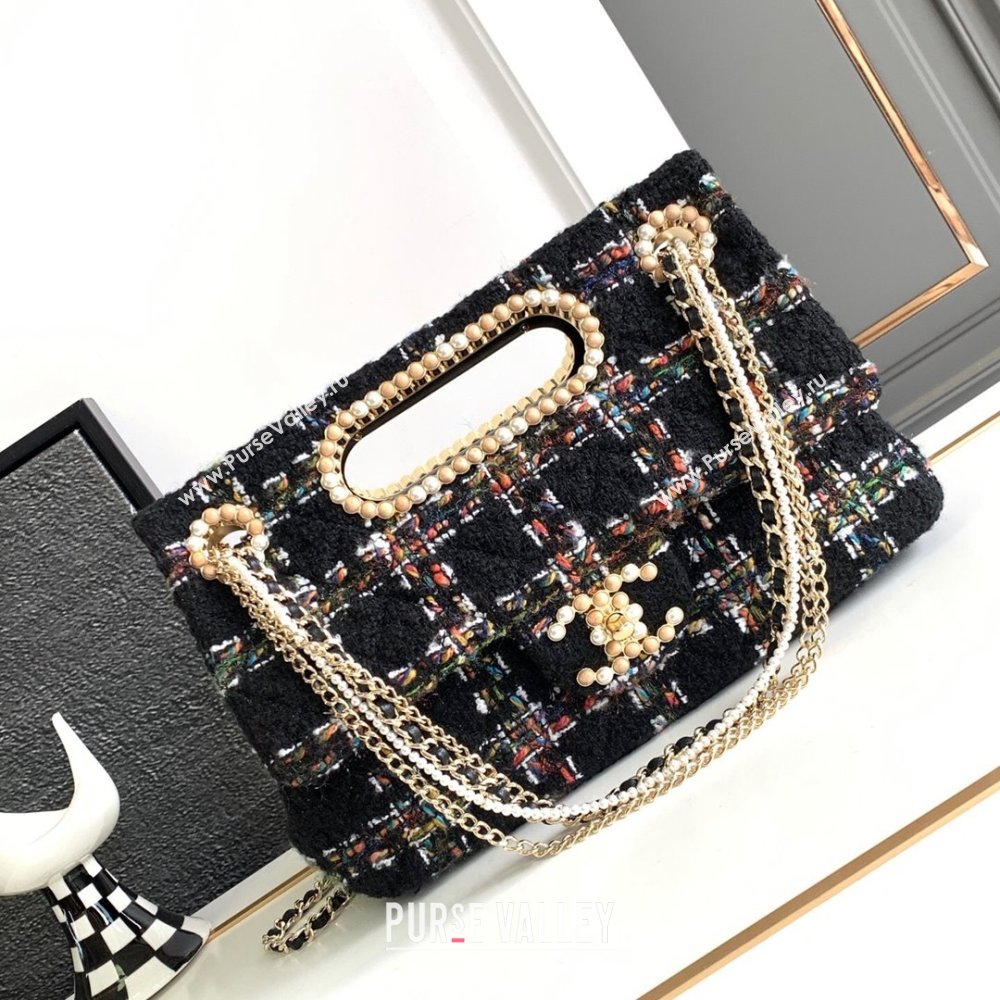 Chanel Tweed Westminsten Large Flap Bag Black 2023 (YEZI-23111624)