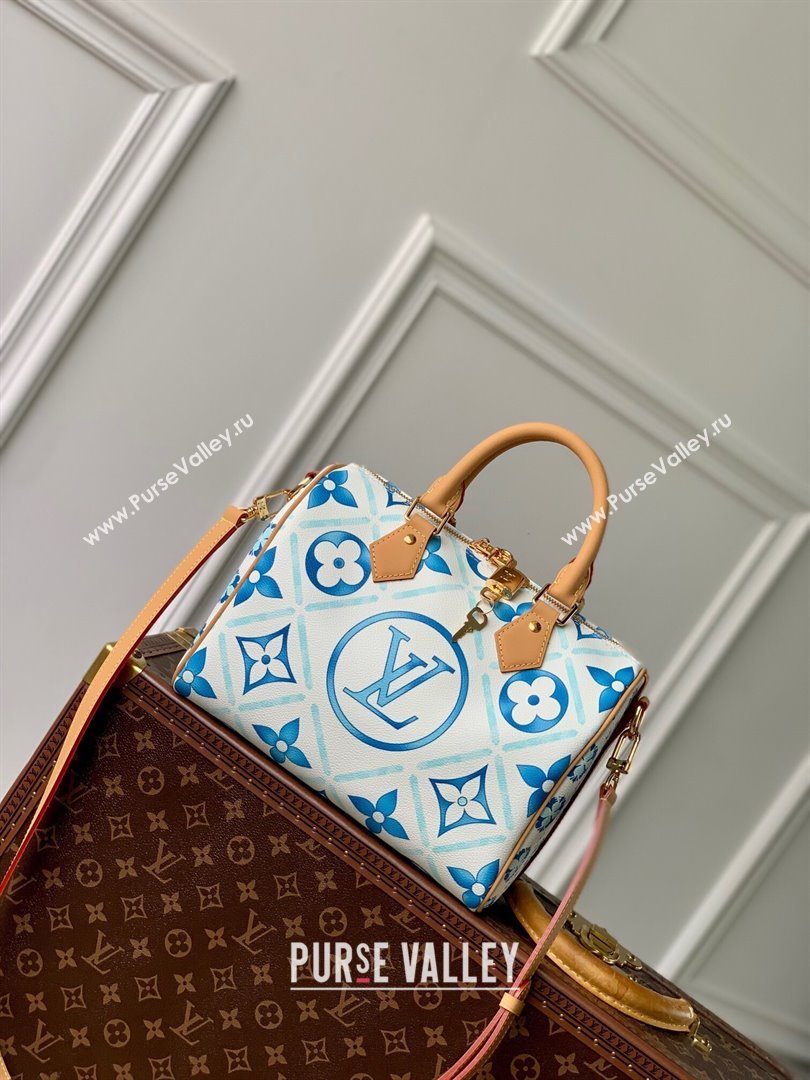 Louis Vuitton Speedy Bandouliere 25 in Monogram Tiles Canvas M11264 Lagoon Blue 2024 (K-24061203)