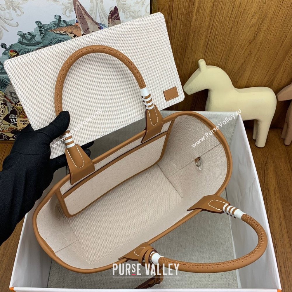 Hermes Steeple 25 Bag in Plume canvas and Swift Calfskin H73001 2024(Top Quality) (XYA-24073013)