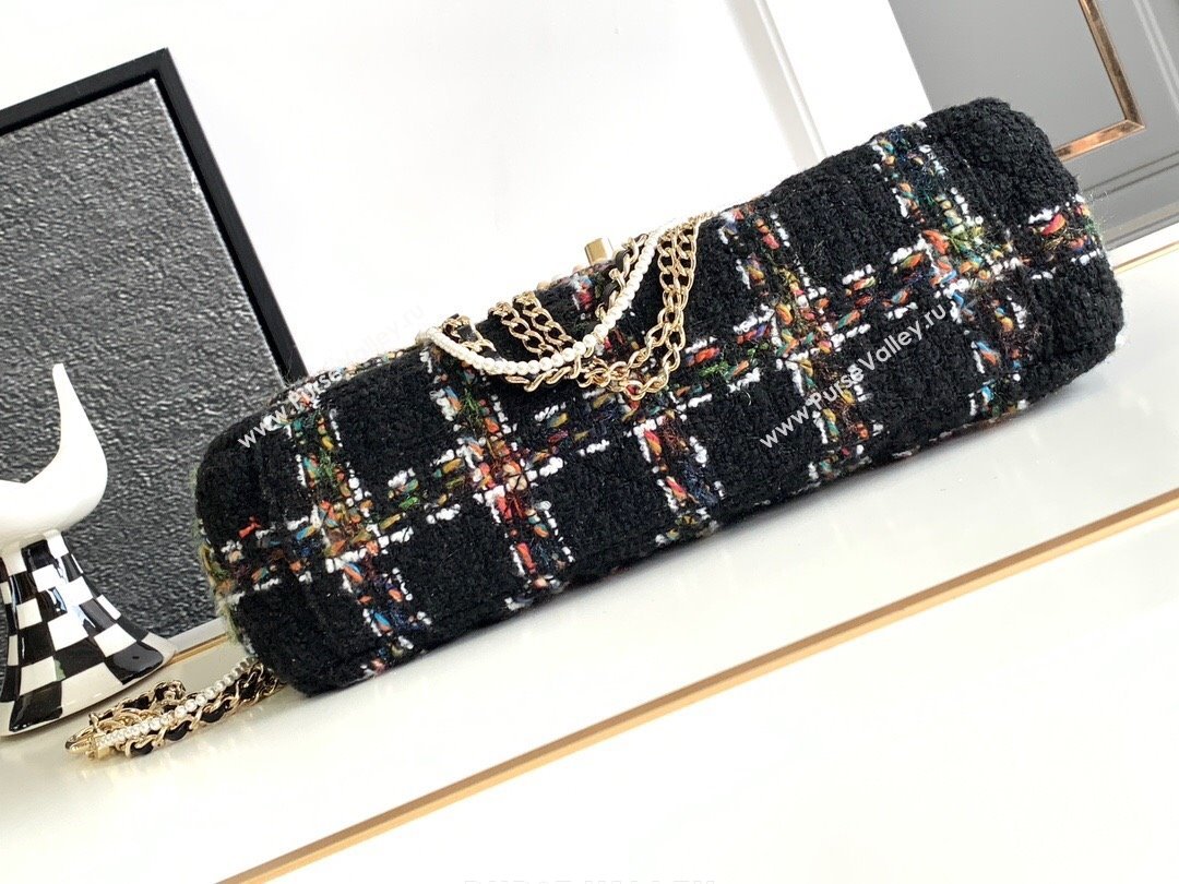 Chanel Tweed Westminsten Large Flap Bag Black 2023 (YEZI-23111624)