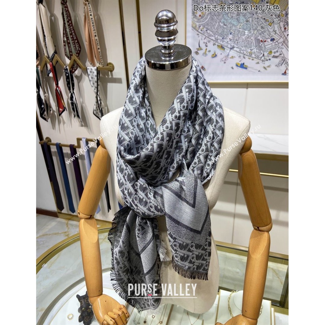 Dior Oblique Denim Shawl Scarf DS801 Grey 2021 (A-210908051)