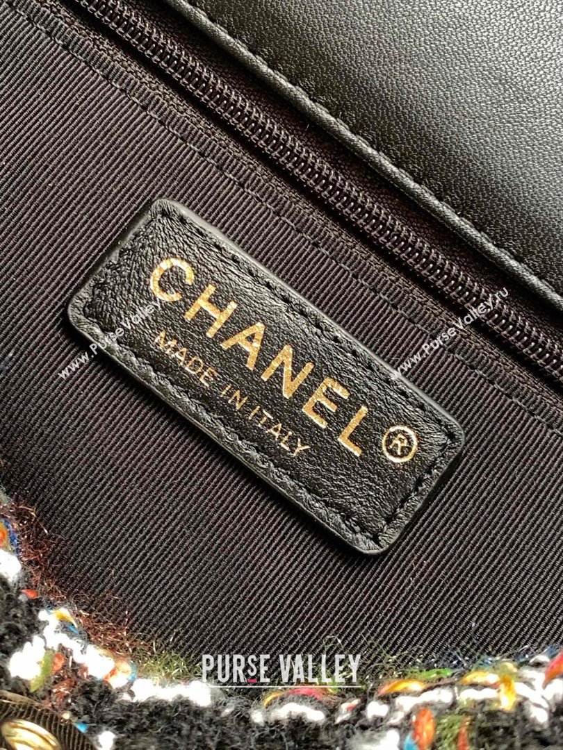 Chanel Tweed Westminsten Large Flap Bag Black 2023 (YEZI-23111624)