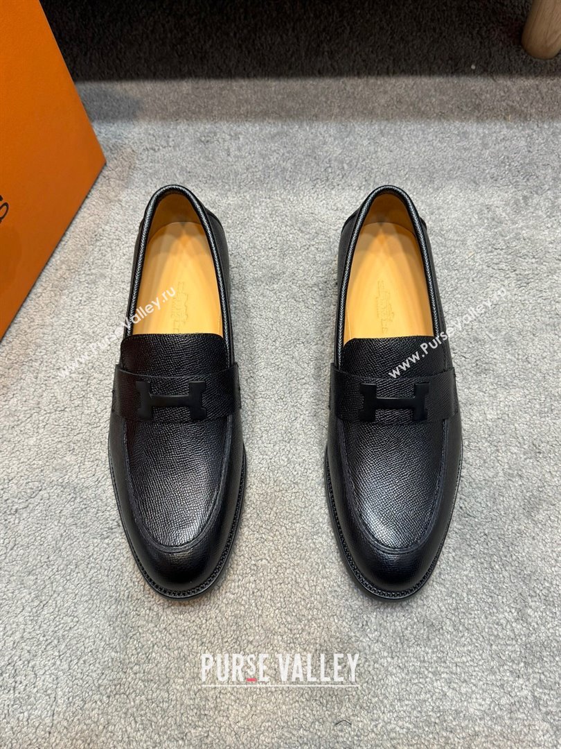 Hermes Mens Pairs Loafer in Epsom Calfskin Black 2024 (SHH-24092105)