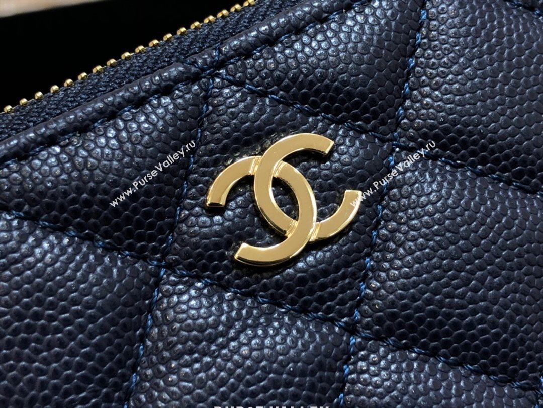 Chanel Grained Calfskin Mini Pouch with Charm A70119 Navy Blue CP01 2021  (JY-21031728)