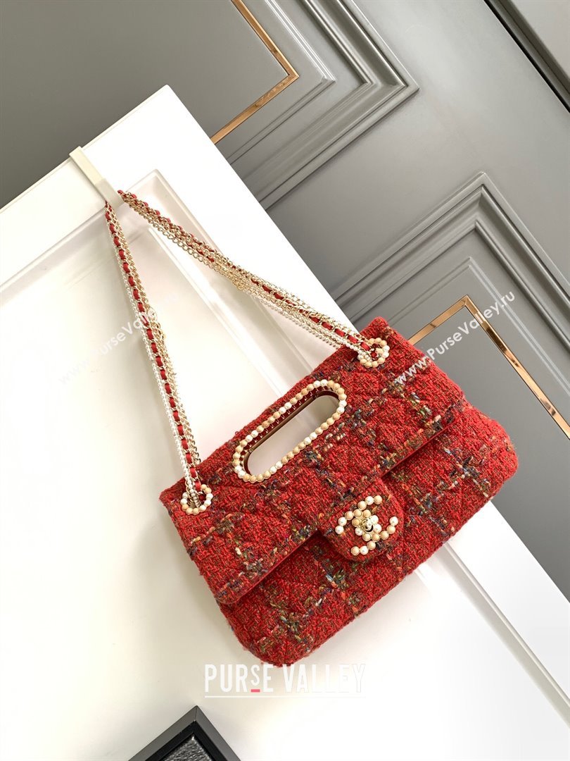 Chanel Tweed Westminsten Large Flap Bag Red 2023 (YEZI-23111626)