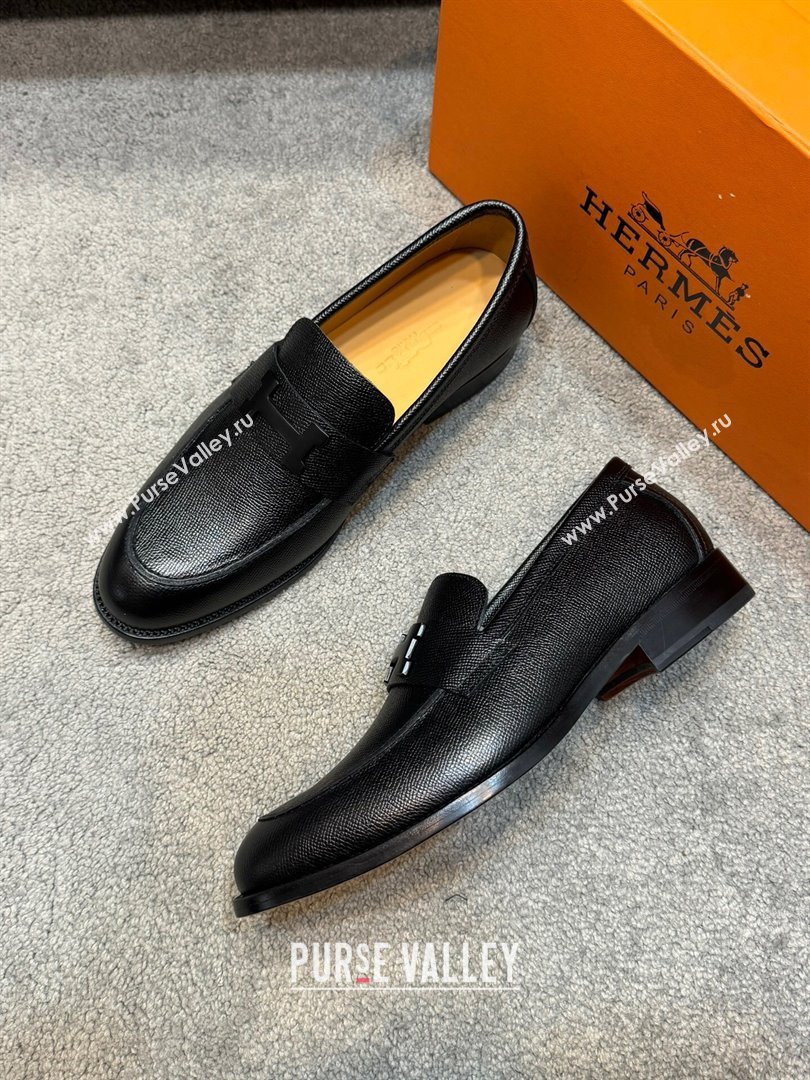 Hermes Mens Pairs Loafer in Epsom Calfskin Black 2024 (SHH-24092105)