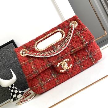 Chanel Tweed Westminsten Large Flap Bag Red 2023 (YEZI-23111626)