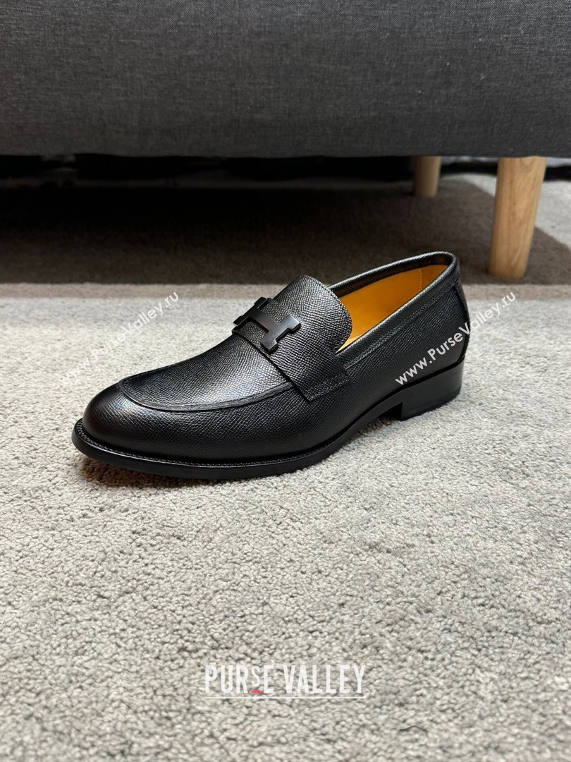 Hermes Mens Pairs Loafer in Epsom Calfskin Black 2024 (SHH-24092105)