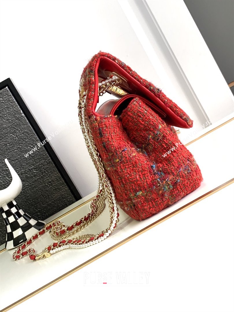 Chanel Tweed Westminsten Large Flap Bag Red 2023 (YEZI-23111626)