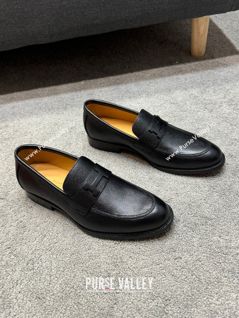 Hermes Mens Pairs Loafer in Epsom Calfskin Black 2024 (SHH-24092105)