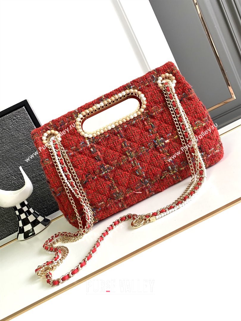 Chanel Tweed Westminsten Large Flap Bag Red 2023 (YEZI-23111626)