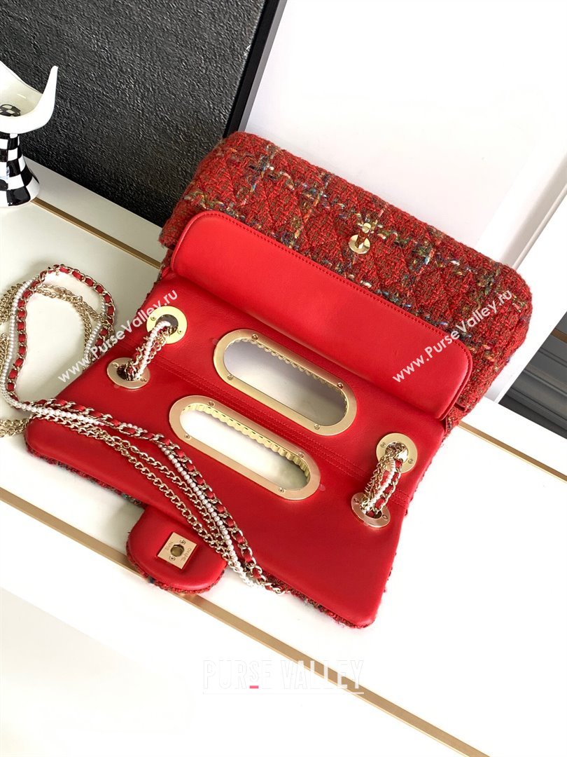 Chanel Tweed Westminsten Large Flap Bag Red 2023 (YEZI-23111626)