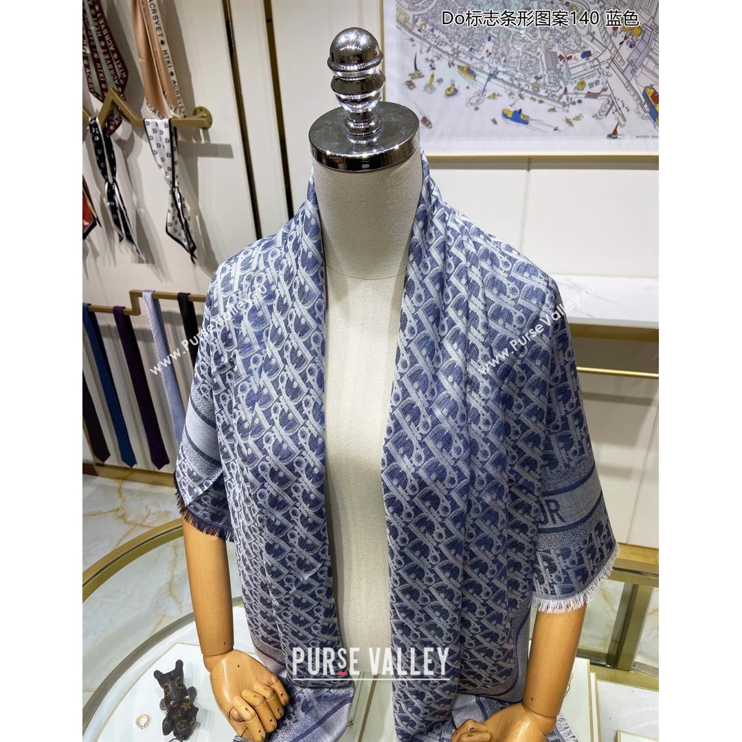 Dior Oblique Denim Shawl Scarf DS802 Blue 2021 (A-210908052)