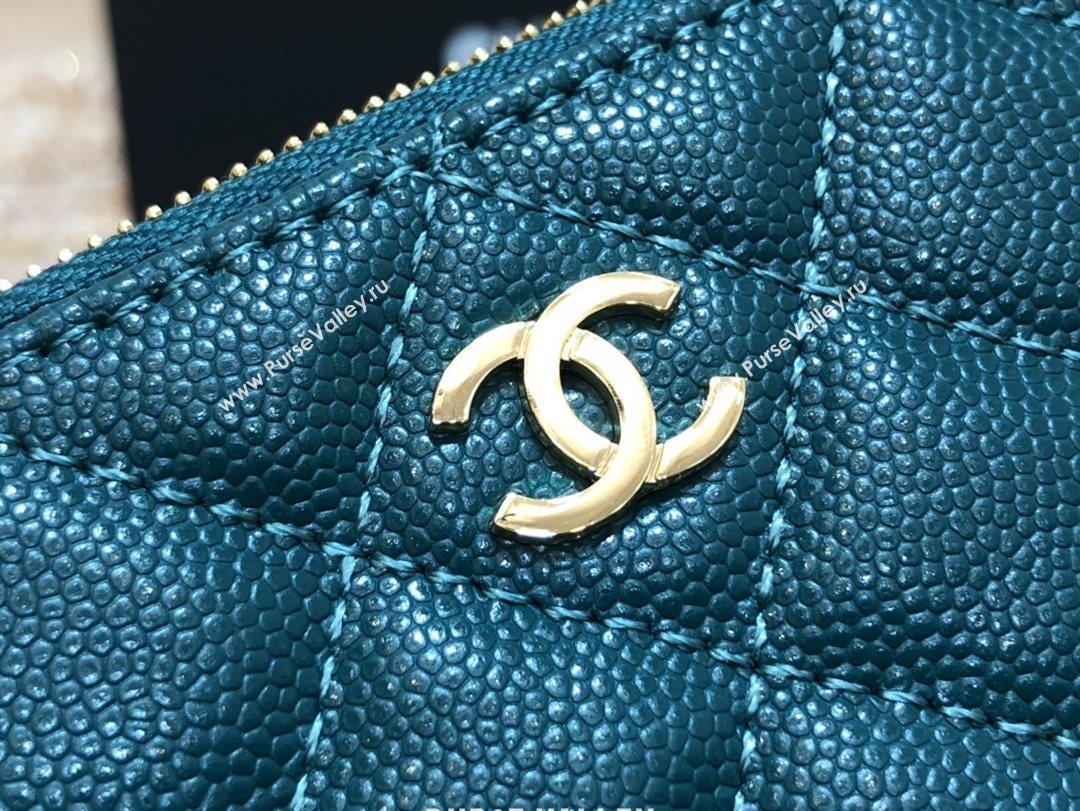 Chanel Grained Calfskin Mini Pouch with Charm A70119 Blue CP02 2021  (JY-21031729)
