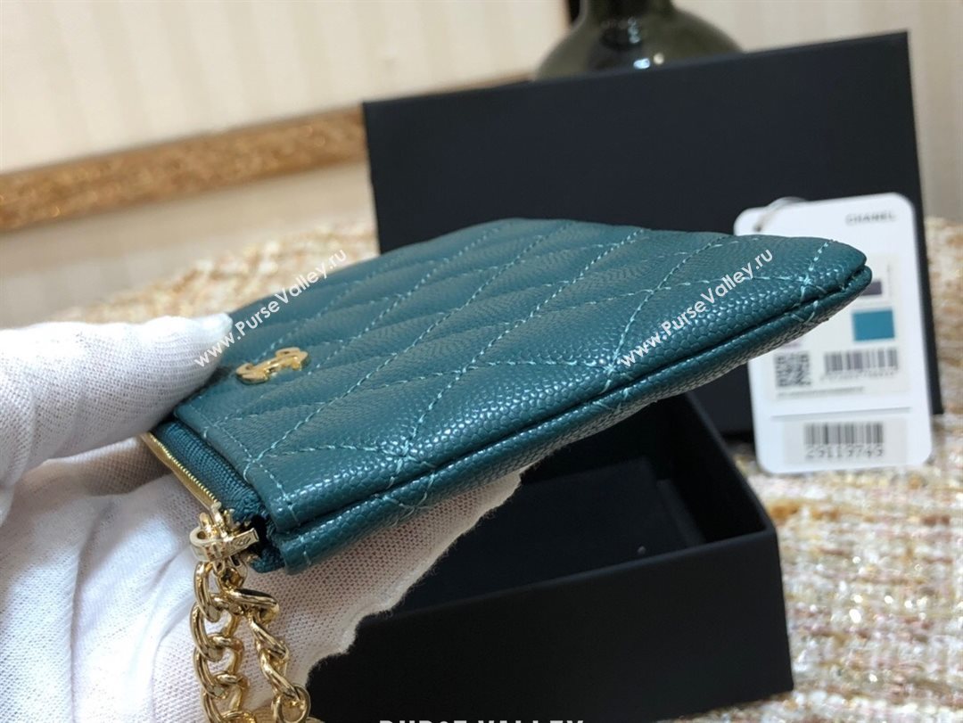 Chanel Grained Calfskin Mini Pouch with Charm A70119 Blue CP02 2021  (JY-21031729)