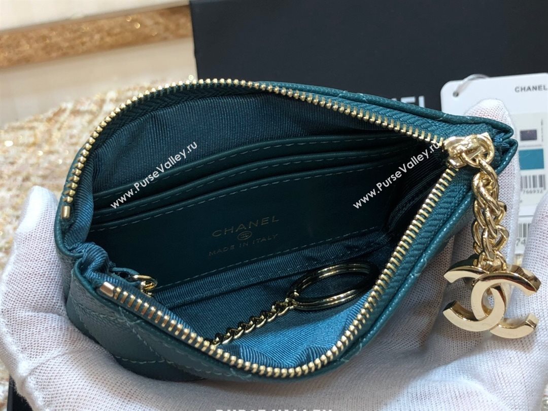 Chanel Grained Calfskin Mini Pouch with Charm A70119 Blue CP02 2021  (JY-21031729)