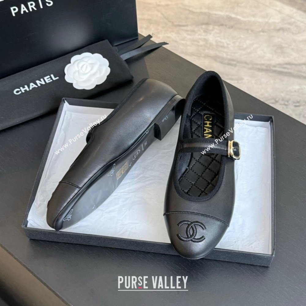 Chanel Lambskin Mary Janes G45503 Black 2024 (KL-24041718)