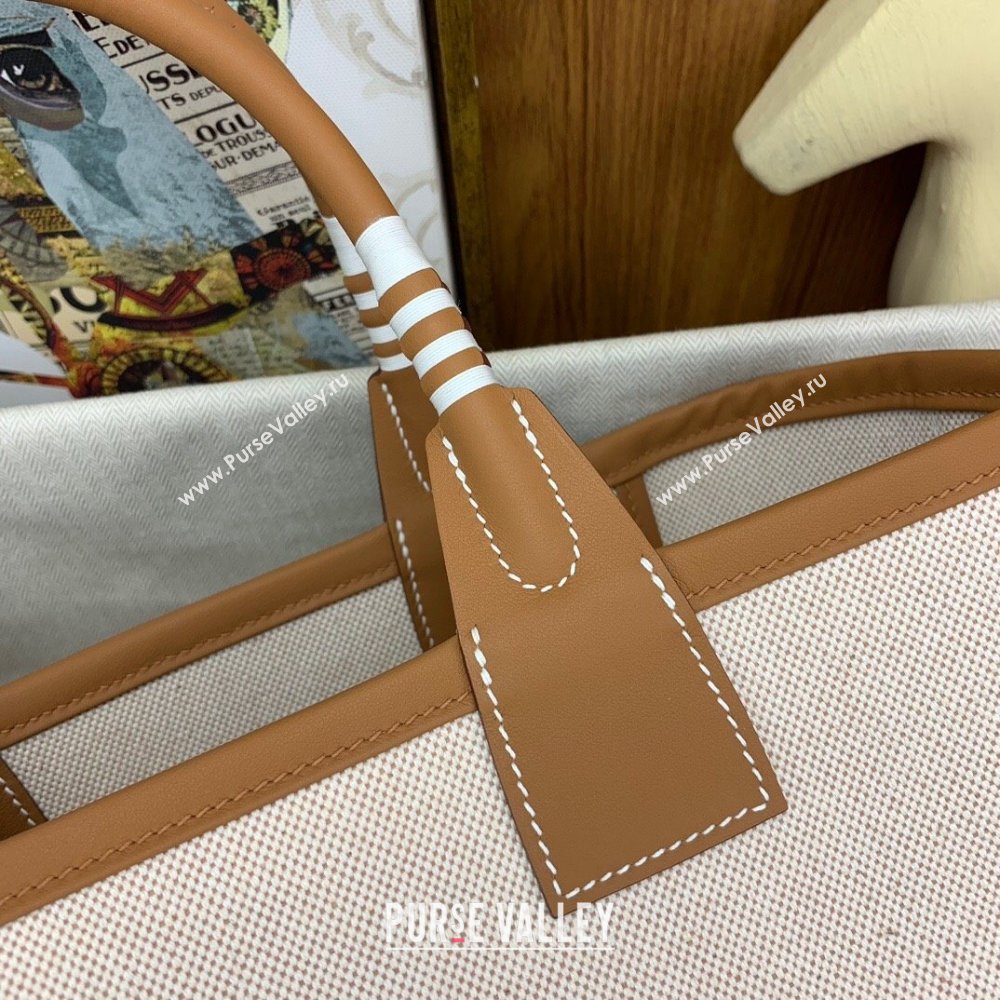 Hermes Steeple 25 Bag in Plume Canvas and Swift Calfskin H73003 Brown 2024(Top Quality) (XYA-24073016)