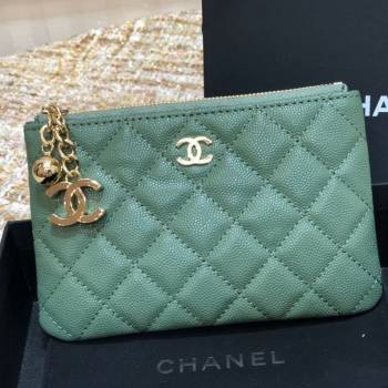 Chanel Grained Calfskin Mini Pouch with Charm A70119 Green CP03 2021 (JY-21031730)